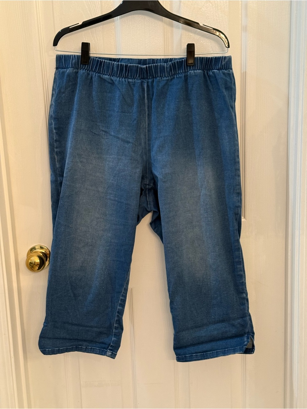 Massey Denim Elastic Waist Pull on Jegging Capris 1X